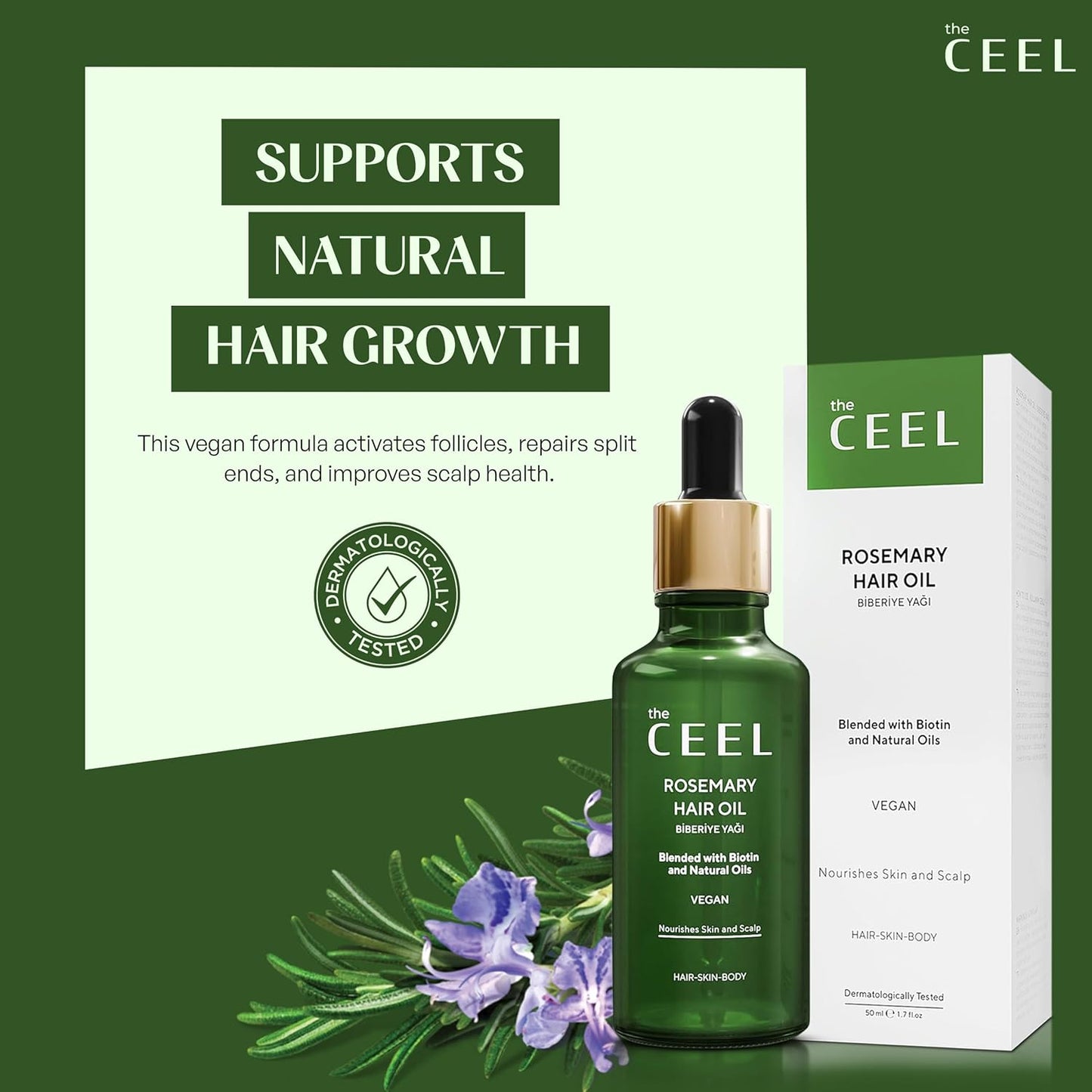 The Ceel Rosmarinöl Haare, 50 Ml, Haaröl Wachstum Mit Biotin.
