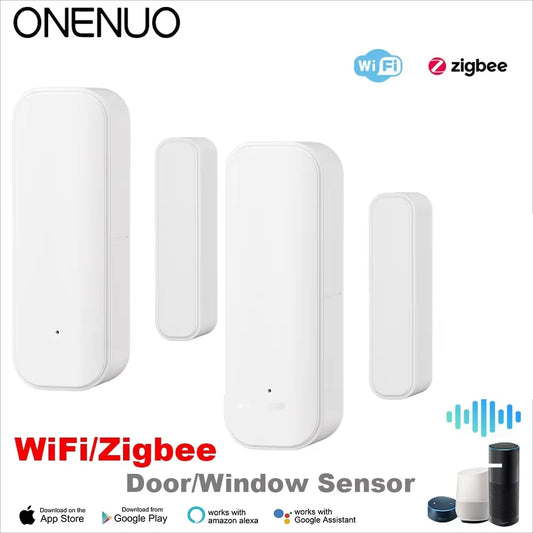 Wifi or Zigbee Window Door Sensor with Battery Smart Home Security Alarm System Voice Control via Alexa Google Home Smart