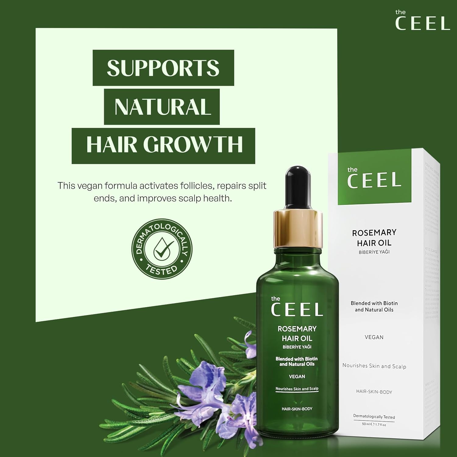 The Ceel Rosmarinöl Haare, 50 Ml, Haaröl Wachstum Mit Biotin.